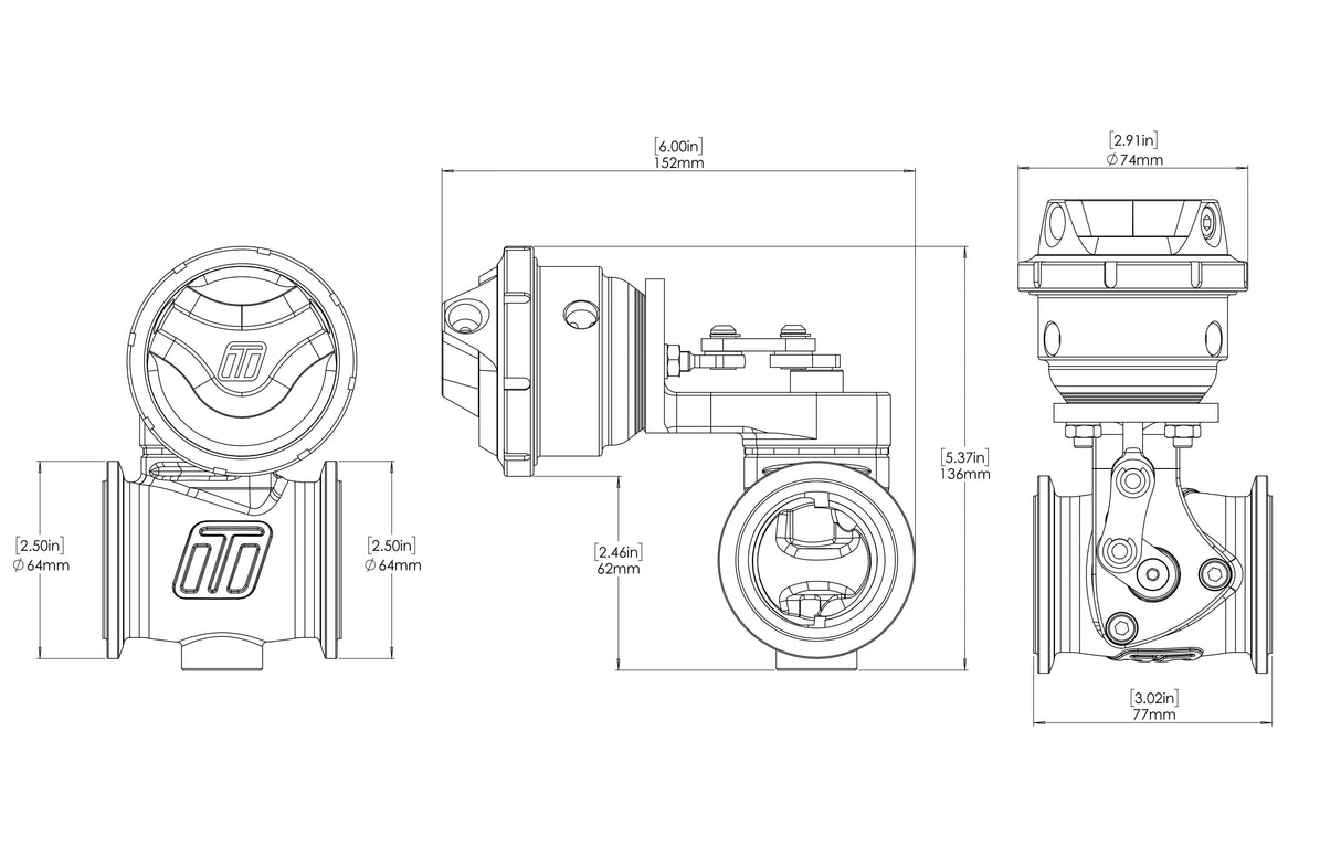 StraightGate40 Pneumatic pSG40 External Wastegate by Turbosmart