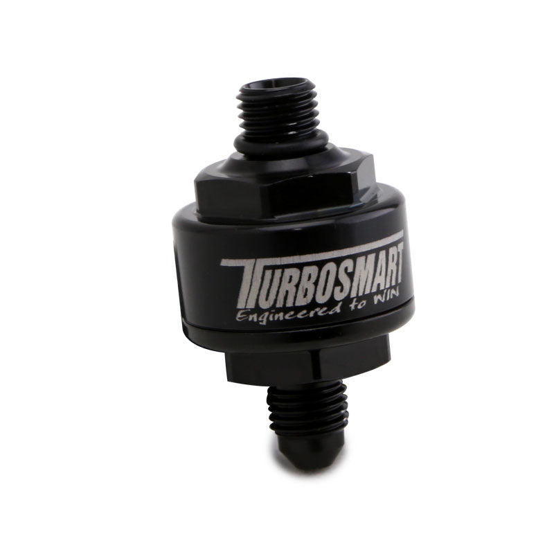 Turbosmart Billet Turbo Oil Feed Filter 44um AN-4 to AN-4 ORB - Black (TS-0804-1003)