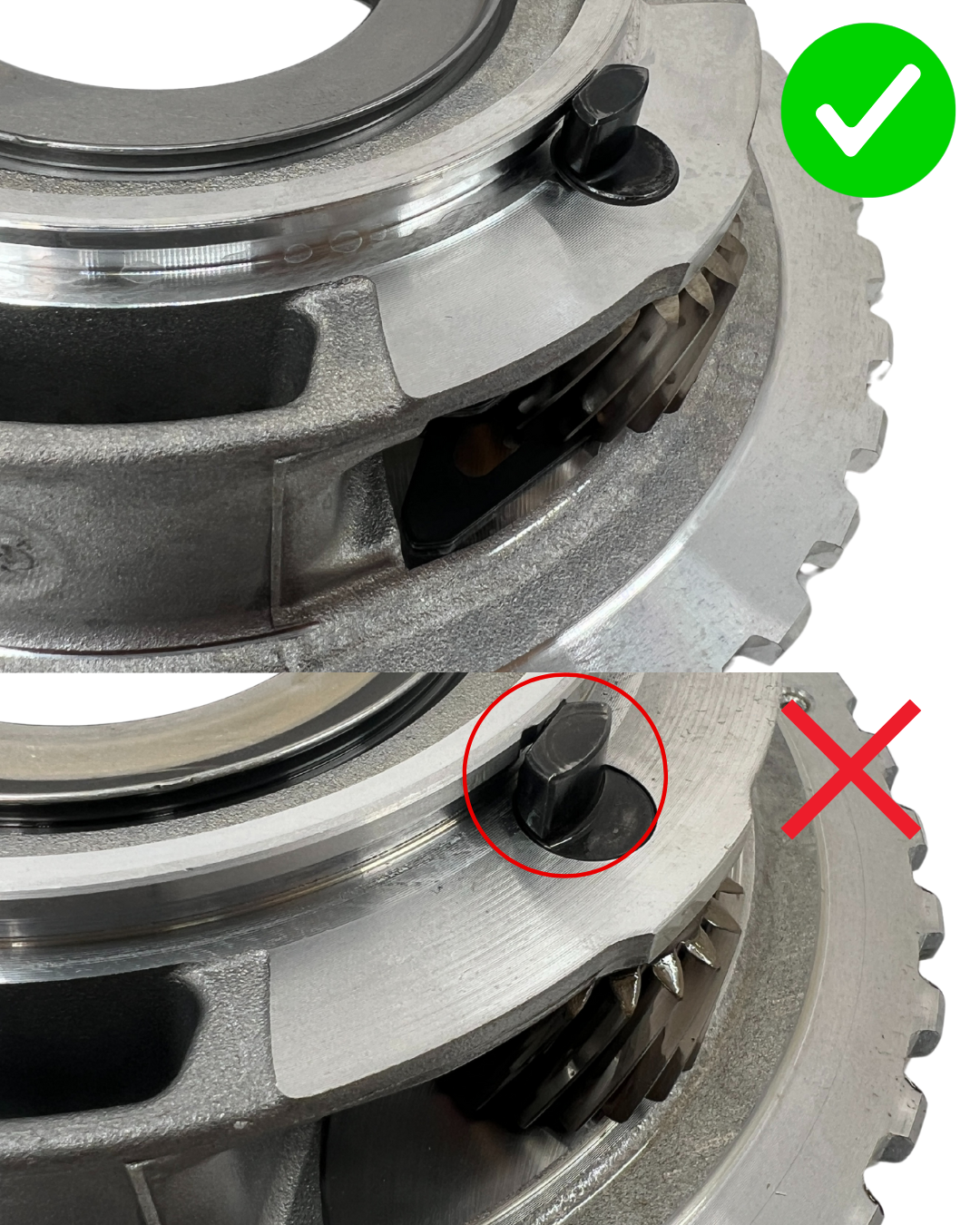 New and Old P3 planetary gear used in overhaul of 8HP tranmissions. A worn P3 planetary gear often needs to be changed in tranmission overhaul.