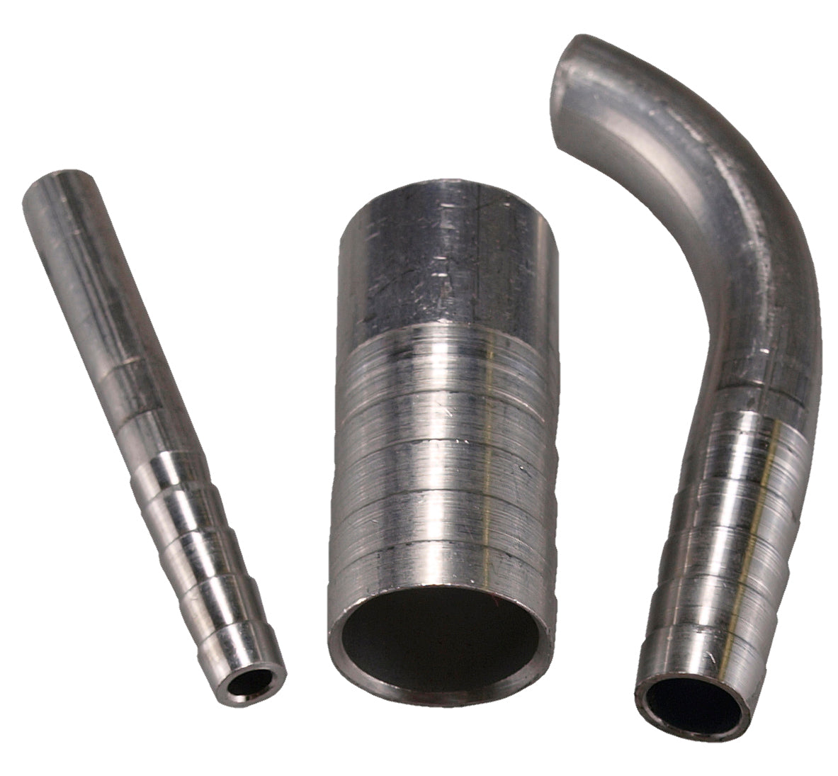 OBP Aluminium 12.5mm OD  x 35mm straight ribbed weld fitting