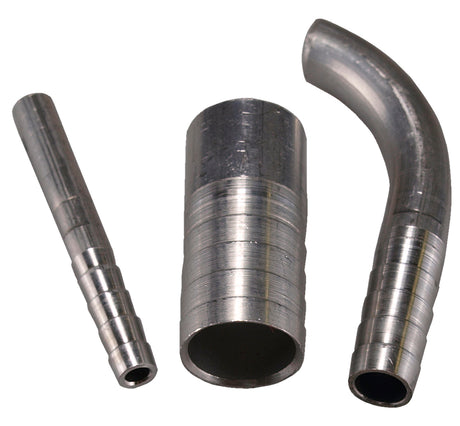 OBP Aluminium 7.9mm OD  x 36mm x 39mm 90degree ribbed weld fitting